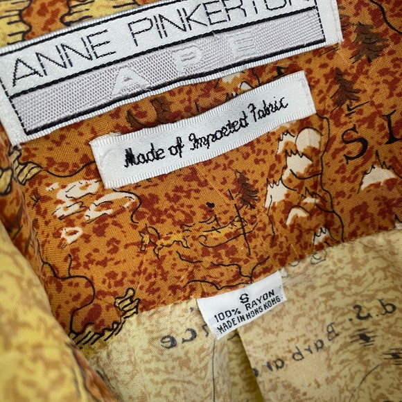 Beautiful Anne Pinkerton Travelers Map Blouse Sz S - Picture 3 of 4
